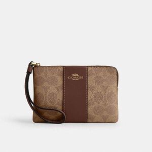 Coach Tan and Brown Wristlet